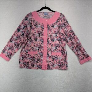 Moon Beams Floral‎ Print Bed Jacket Pink Womens Size L Loungewear